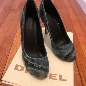 DIESEL indigo shoes / heels / jeans heels